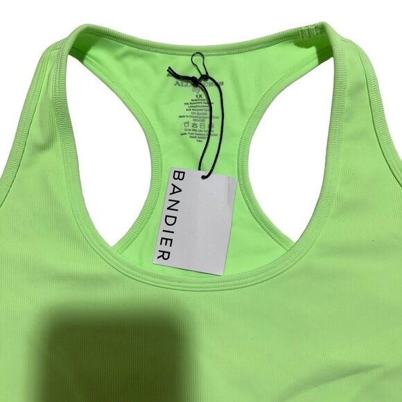 ALL ACCESS X BANDIER Womens Size 1X Lime Green Sport Rib Front Row Bra NWT - Picture 4 of 5